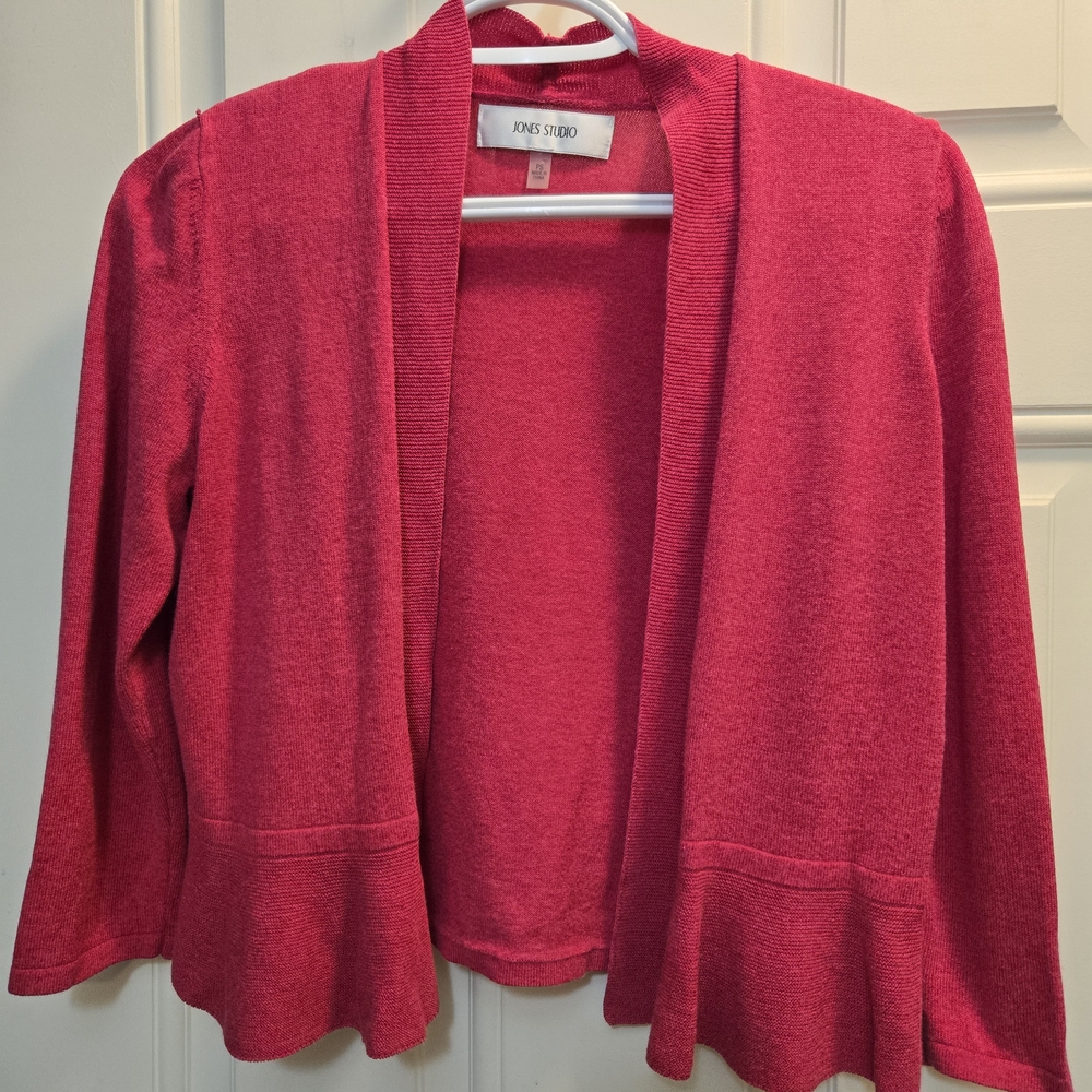 Jones Studio Women's Pink Open Front Sweater